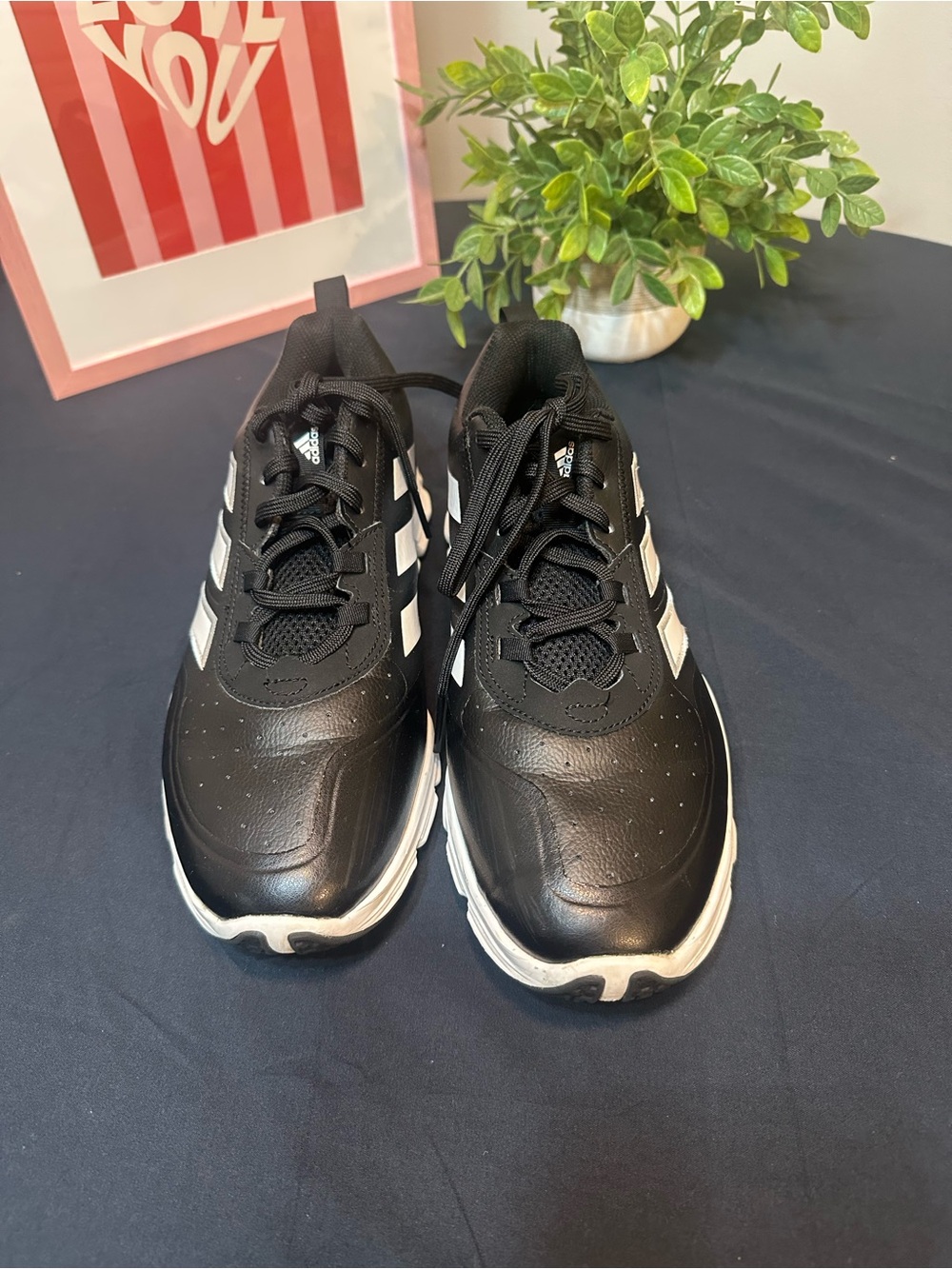 adidas Black and White Low-Top Athletic Shoes